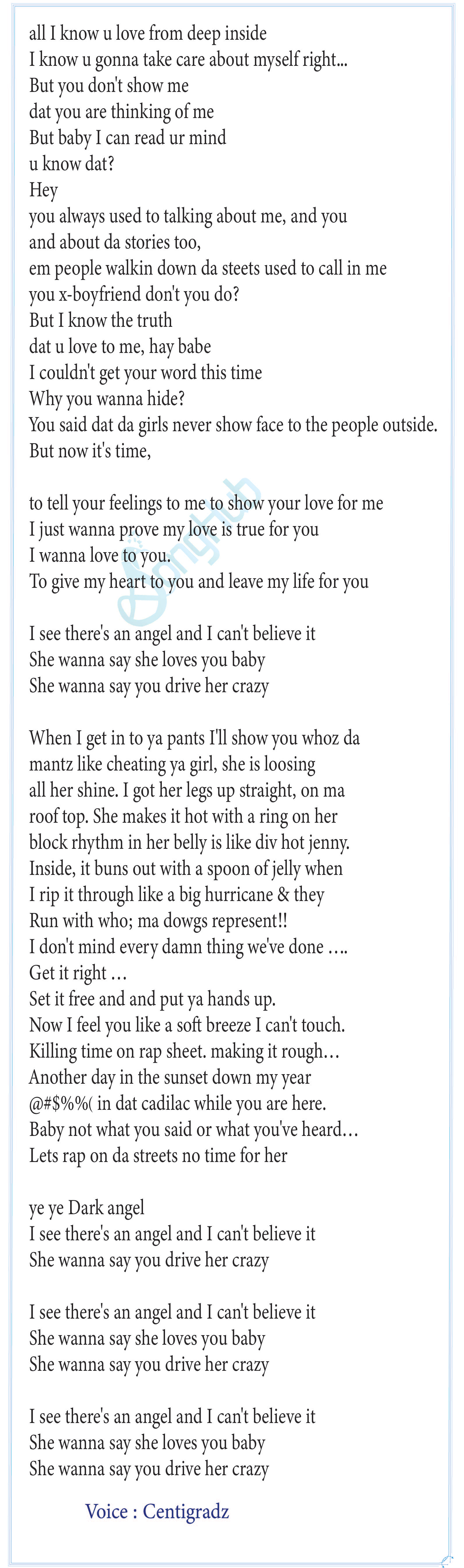 Dark Angel Song Sinhala Lyrics